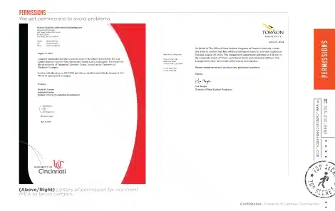 Sample campus permission letters on file for a client activation